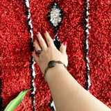 Custom Black Dotted Moroccan Rug, Azilal Moroccan Area Rug, White Black Polka - Berber rug