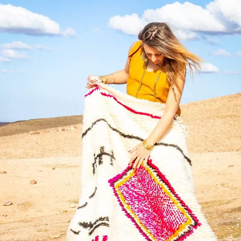 Azilal Rug with colorful patterns handmade Berber rug bohemian style - Berber rug