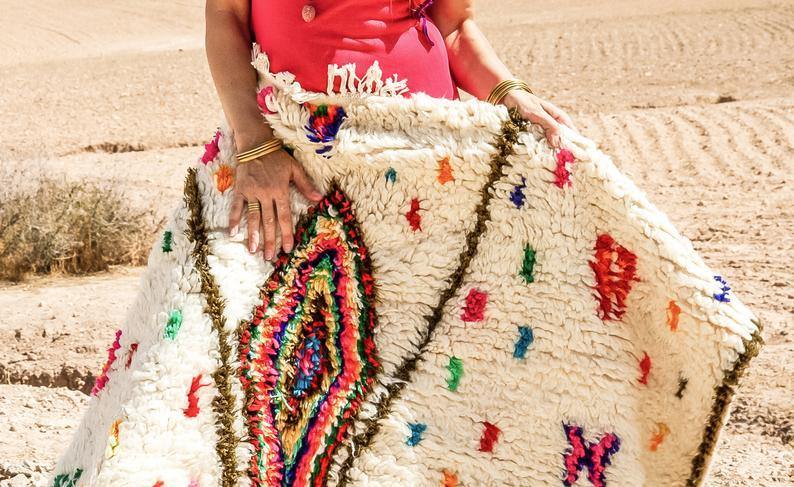Azilal Rug with colorful patterns handmade Berber rug bohemian style - Berber rug