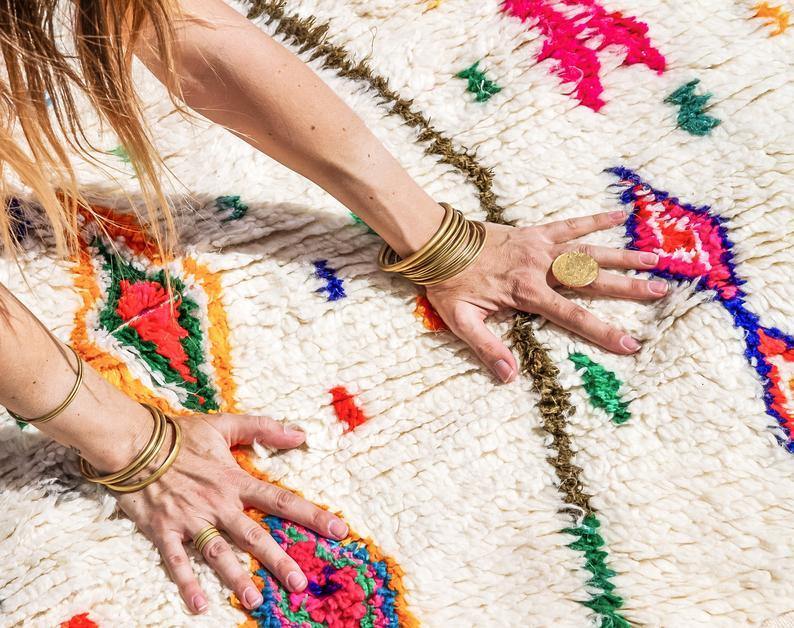 Azilal Rug with colorful patterns handmade Berber rug bohemian style - Berber rug