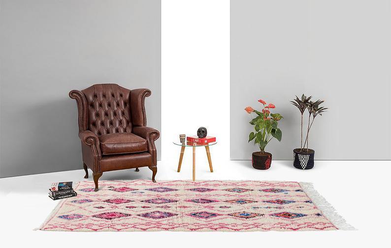 Large Moroccan Rug , Beni Ourain Colorful Rug , Checkered Rug , Custom Beni Ourain rug , Style Moroccan Rug , Custom rug - Berber rug