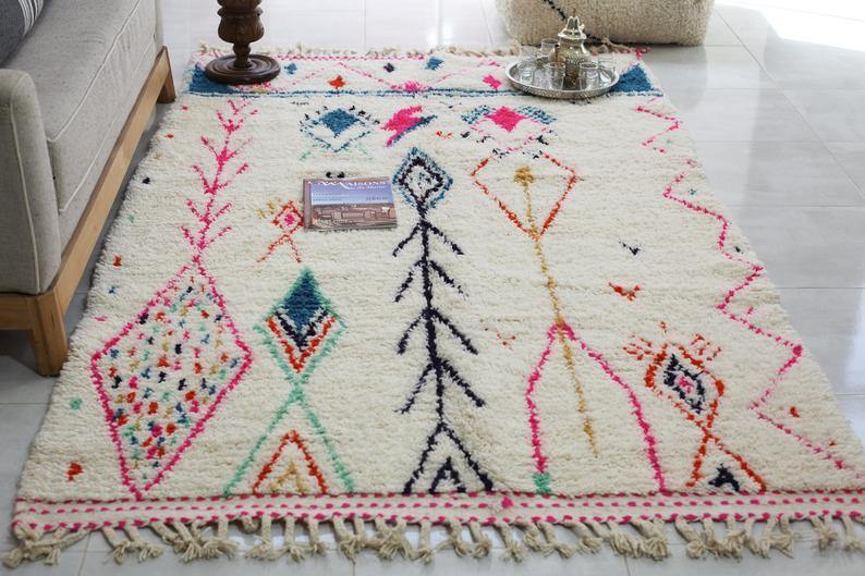 Large Moroccan Rug , Beni Ourain Colorful Rug Checkered Rug Custom Beni Ourain rug Style Moroccan Rug Custom rug - Berber rug