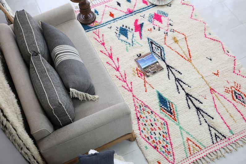 Large Moroccan Rug , Beni Ourain Colorful Rug Checkered Rug Custom Beni Ourain rug Style Moroccan Rug Custom rug - Berber rug