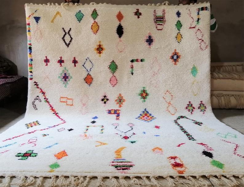Large Moroccan Rug , Beni Ourain Colorful Rug Checkered Rug Custom Beni Ourain rug Style Moroccan Rug Custom rug - Berber rug