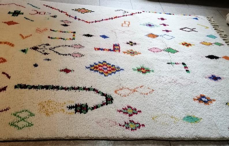 Large Moroccan Rug , Beni Ourain Colorful Rug Checkered Rug Custom Beni Ourain rug Style Moroccan Rug Custom rug - Berber rug