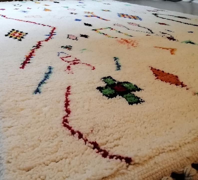 Large Moroccan Rug , Beni Ourain Colorful Rug Checkered Rug Custom Beni Ourain rug Style Moroccan Rug Custom rug - Berber rug