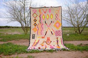 Berber Moroccan Costum rug - Moroccan Woolen carpet - New Azilal rug - Beni ouarain style - New Beni ouarain rug - fine berber rug